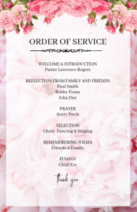 Floral Funeral Order of Service Template Halv side bred