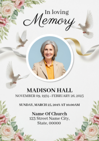 Floral Funeral Program A4 template