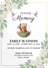 Floral Funeral Program A4 template