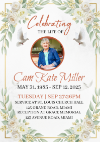 Floral Funeral Program A4 template