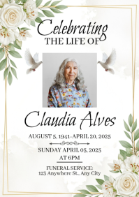 Floral Funeral Program A4 template