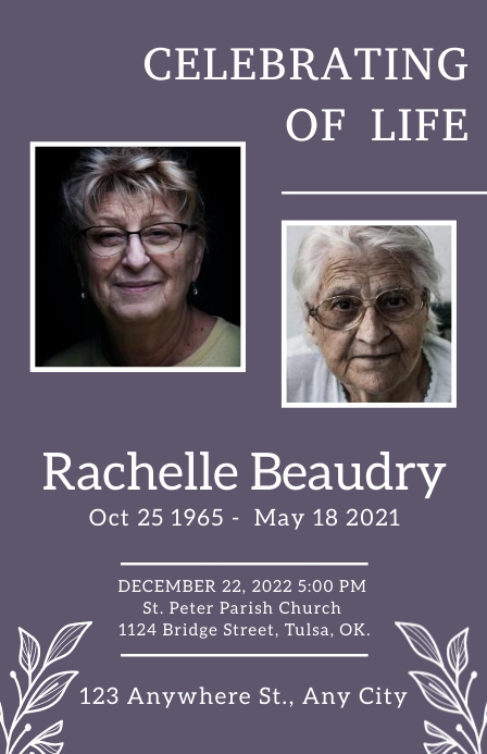 Floral funeral program card Template | PosterMyWall