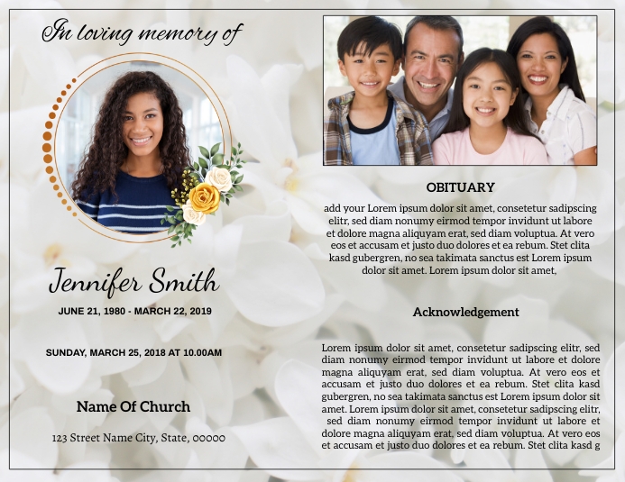 Floral Funeral Program Card Template | PosterMyWall
