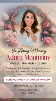 Floral Funeral Program Invitation Instagram Story template