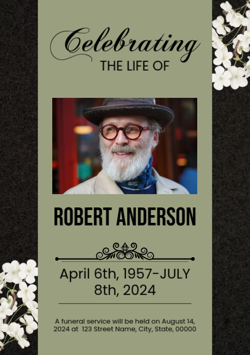 Floral Funeral Program Template A5