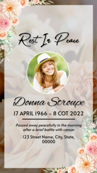 Floral funeral program template Instagram Story