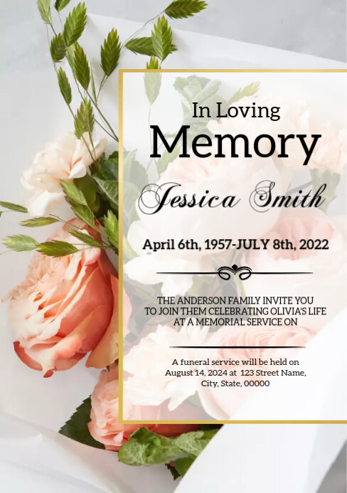 Program Flower Design Floral Funeral program Template | PosterMyWall