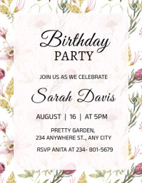 Floral Garden Birthday Party Invitation Template  Flyer (us Letter)
