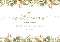 Floral Gold And Beige Bordered Classic Floral Wedding Sign A2 template