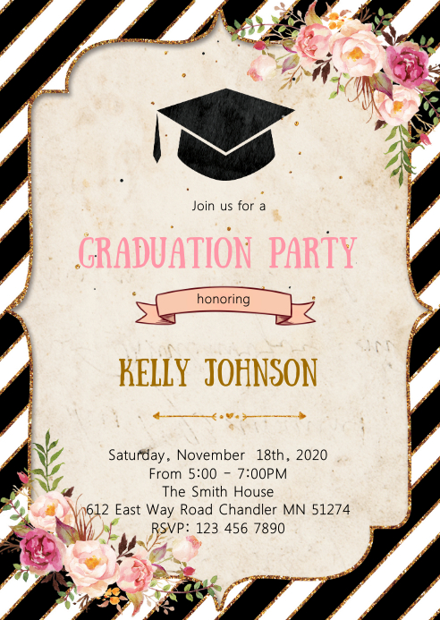Floral graduation party invitation Template | PosterMyWall Floral graduation party invitation Template | PosterMyWall