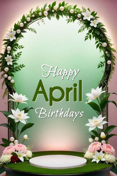 Floral Happy April Birthdays Banner 4' × 6' Template | PosterMyWall