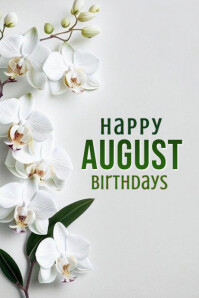 Floral Happy August Birthdays  Banner 4' × 6' template