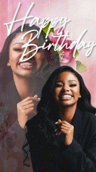 Floral Happy Birthday Design Template For Women Digital Display (9:16)