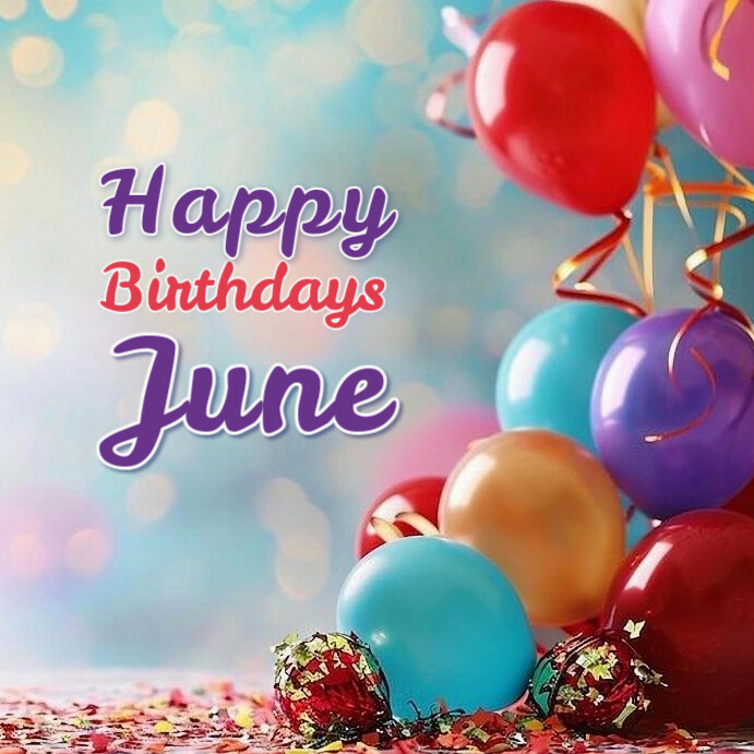 Floral Happy Birthday June  Whatsapp Status Instagram Post template