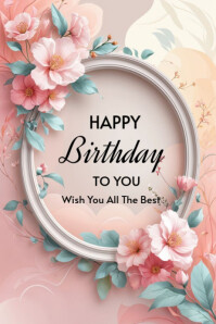 Floral Happy Birthday Tampelte 2025 Poster template