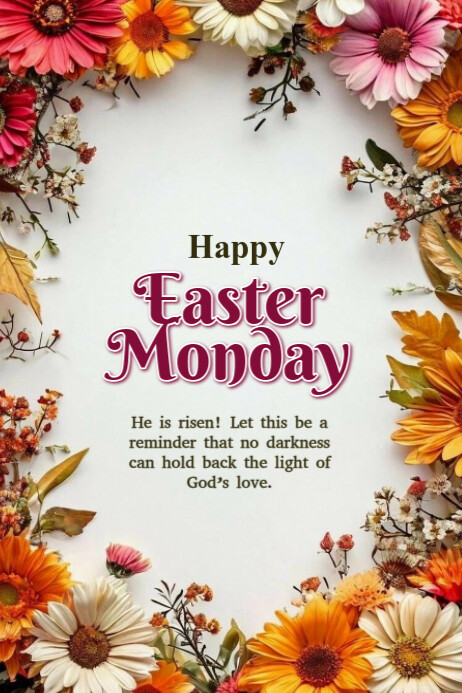 Floral Happy Easter Monday  Banner 4' × 6' template