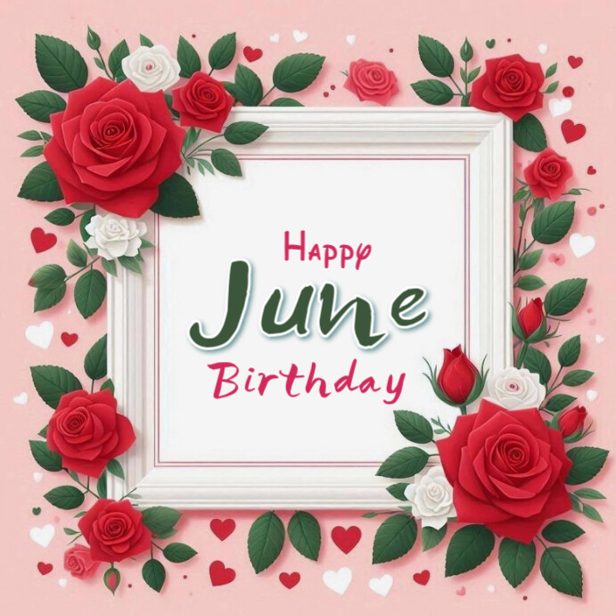 Floral Happy June Birthdays  Instagram Post template