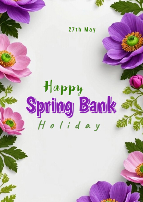Floral Happy Spring Bank A4 Template | PosterMyWall
