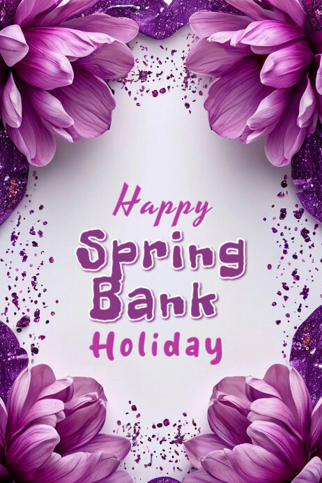 Plantilla de Floral Happy Spring Bank Holiday Banner 4' × 6' | PosterMyWall