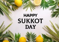 Floral Happy Sukkot Day  Postcard template
