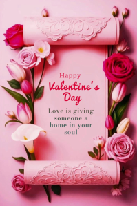 Floral Happy Valentine's Day  Banner 4' × 6' template