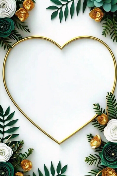 Floral Heart Invitation Frame Template | PosterMyWall