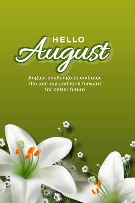 Floral Hello August Banner 4' × 6' Template | PosterMyWall