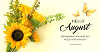 Floral Hello August Facebook Shared Image template