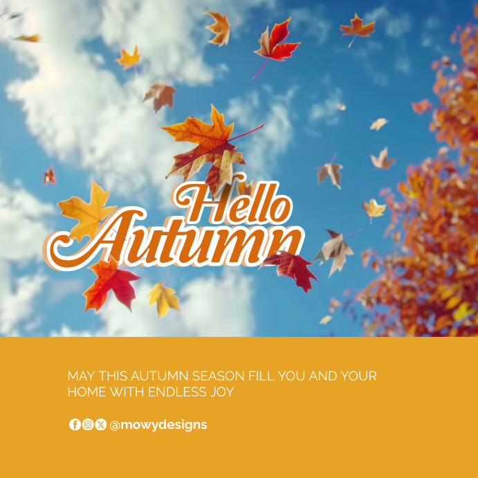 Fall Post Inspo Floral Hello Autumn Instagram Post Template | PosterMyWall