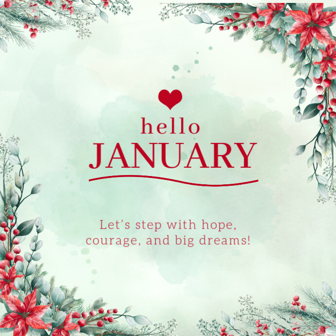 January Posts Copy of Floral Hello January Instagram Post | PosterMyWall