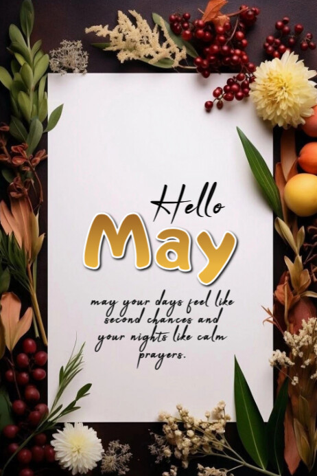 Floral Hello May Banner 4' × 6' Template | PosterMyWall