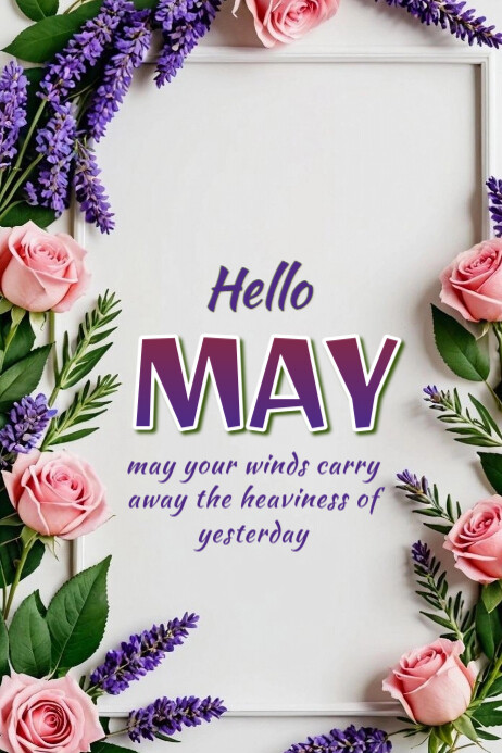 Floral Hello May Banner 4' × 6' Template | PosterMyWall