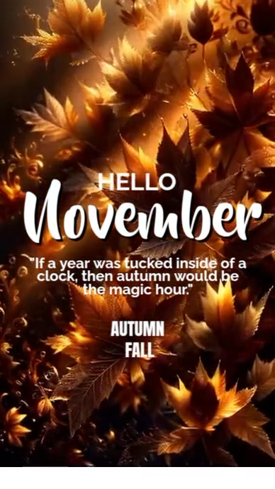 Floral Hello November Autumn Fall Month Digital Display (9:16) Template ...