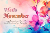 Floral Hello November  Label Rótulo template