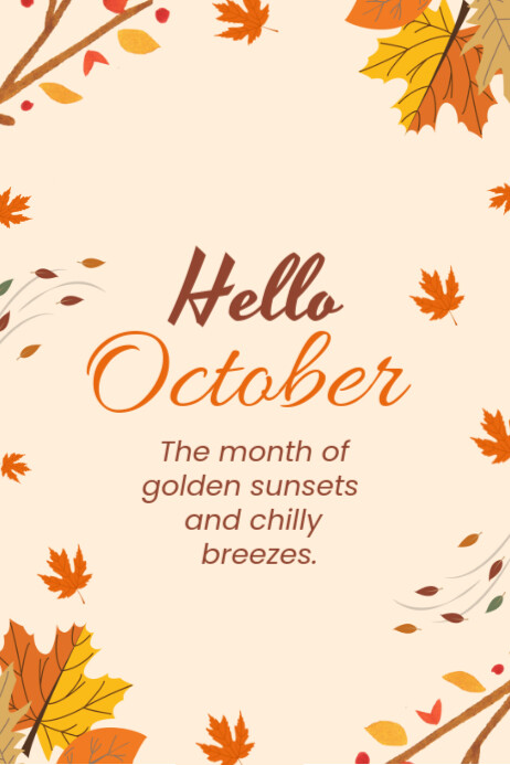 Copy of Floral Hello October-welcome October-new Month-greetings-fall ...