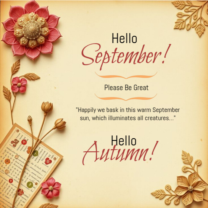 Plantilla de Floral Hello September Instagram Post | PosterMyWall