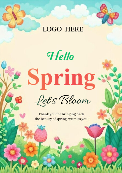 Floral Hello Spring A2 template