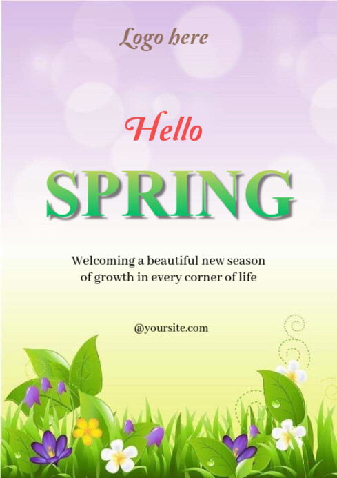 Floral Hello Spring A4 Template | PosterMyWall