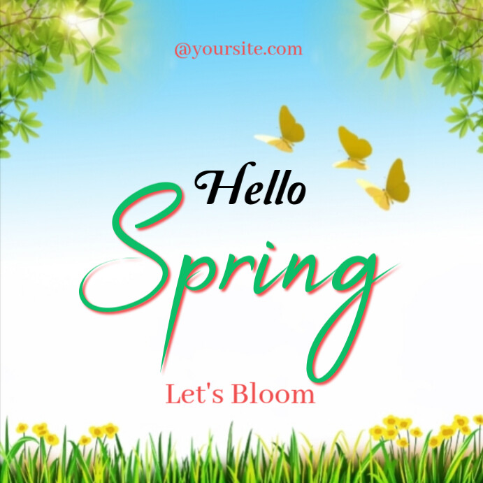 Floral Hello Spring Instagram Post Template | PosterMyWall