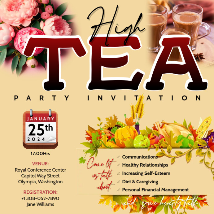 High Tea Invite Examples Formal Tea Invitation
