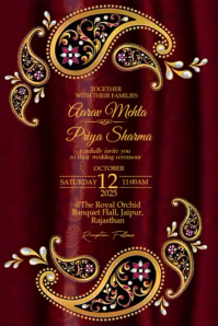 Floral Indian Wedding Invitation Poster template
