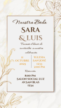 Floral Invitación De Boda Dorada Digital Display (9:16) template