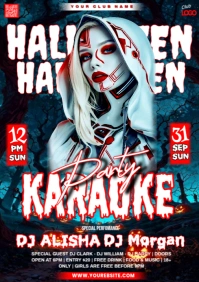 Floral Karaoke Halloween Party A4 template