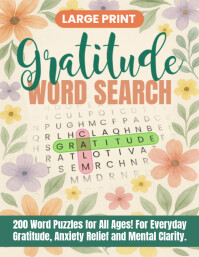 Floral KDP Gratitude Word Search Puzzle Book Cover Template (Us Letter)