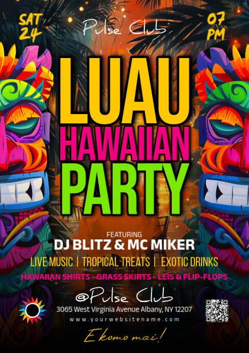 Floral Luau Party A5 template