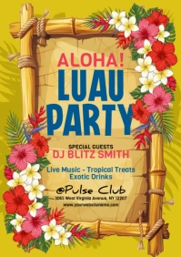 Floral Luau Party A5 template