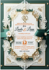 Floral luxury wedding invite A4 template