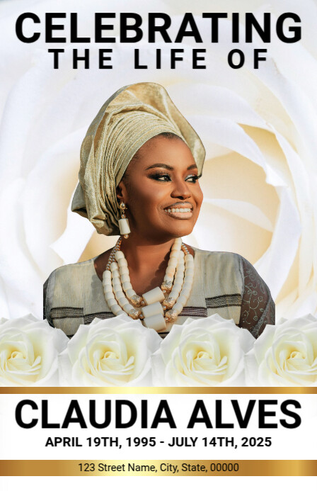 Floral Maximalist Funeral Program Half Page Wide template