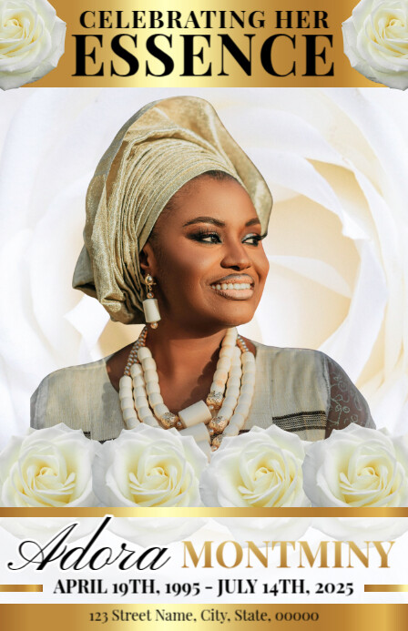 Floral Maximalist Funeral Program Half Page Wide Template | PosterMyWall