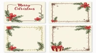 Floral Merry Christmas Background Template For Gift Tags And Menu Digital Display (16:9)